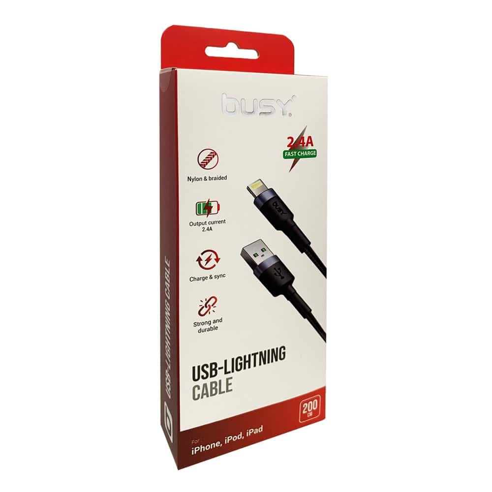 Lightning Кабел 2m плетен Busy (несерт.) црн 50698 - слика 2