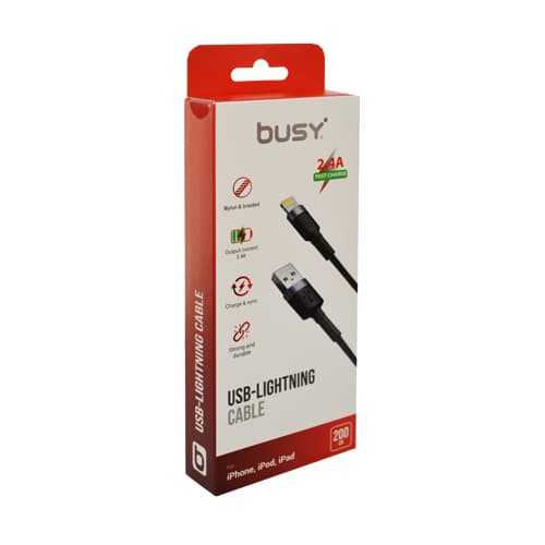 Lightning Кабел 2m плетен Busy (несерт.) црн 50698 - слика 1