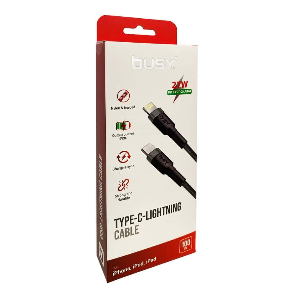 БИЗИ Кабел Тип Ц-Лајтн Плет 27Њ (Црн) 1м - 050774 - слика 2