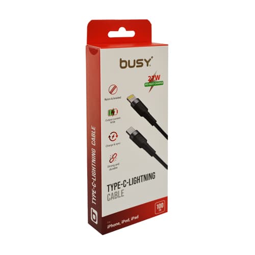 БИЗИ Кабел Тип Ц-Лајтн Плет 27Њ (Црн) 1м - 050774 - слика 1