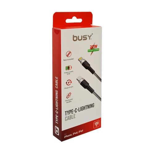 БИЗИ Кабел Тип Ц-Лајт Плет 27Њ (Среб) 1м - 050775 - слика 1