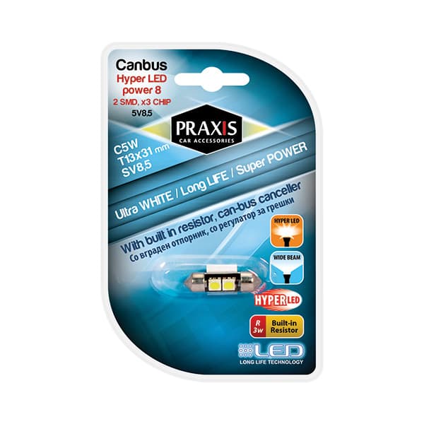 Лед канбус Praxis T13X31-2SMD/5050 White (54021) - слика 1