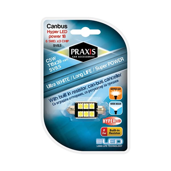 Лед канбус Praxis Т15x39-6SMD/5050 White (54023) - слика 1