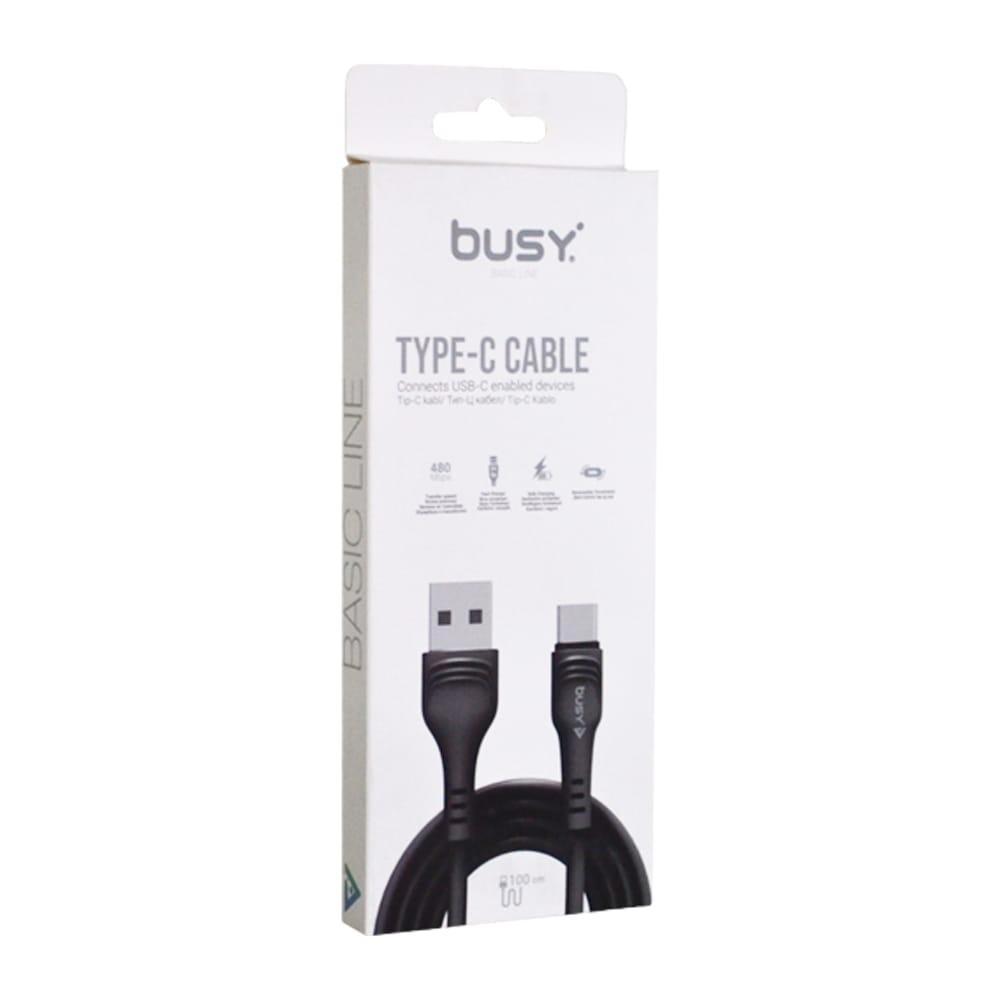 Тип Ц УСБ кабел ПВЦ 1м. бел Basic Line Busy