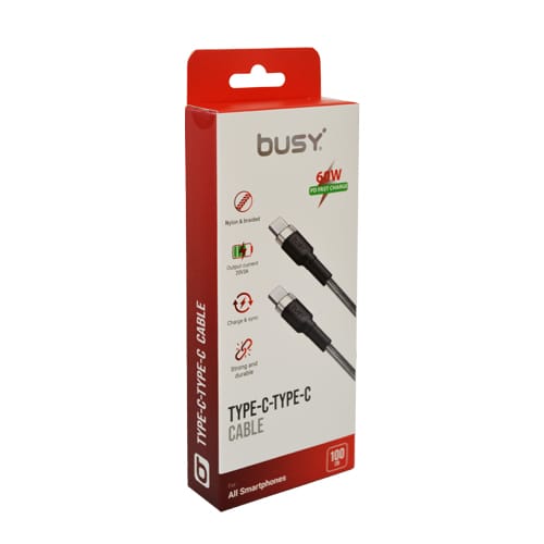 БИЗИ Кабел Тип Ц-Тип Ц Плет 60Њ (Среб)1м - 050773