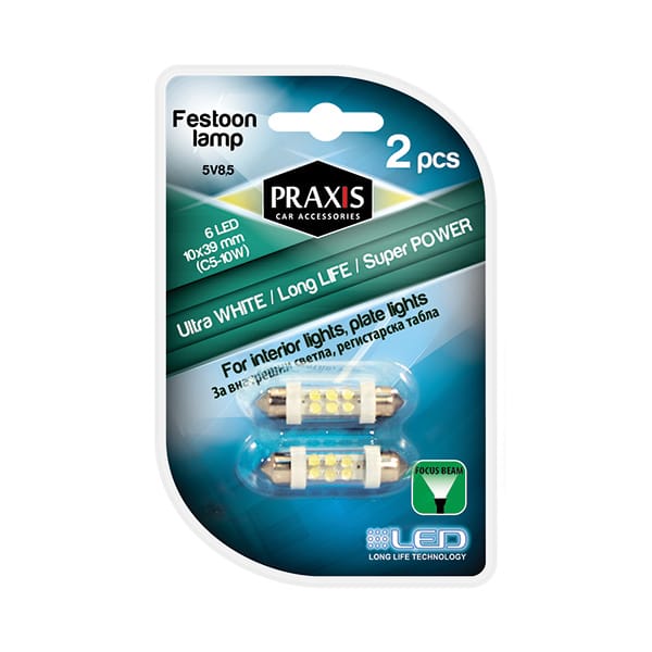 Сијалица Praxis - Т10X39-6LED White (54004)