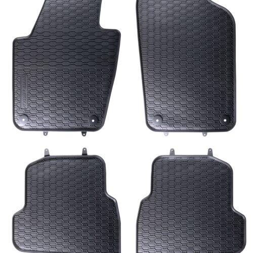 Црни гумени подлоги за автомобил, предни и задни, издржливи и водоотпорни, Perfect Car Материјали за безбедност и чистота.